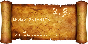 Wider Zoltán névjegykártya